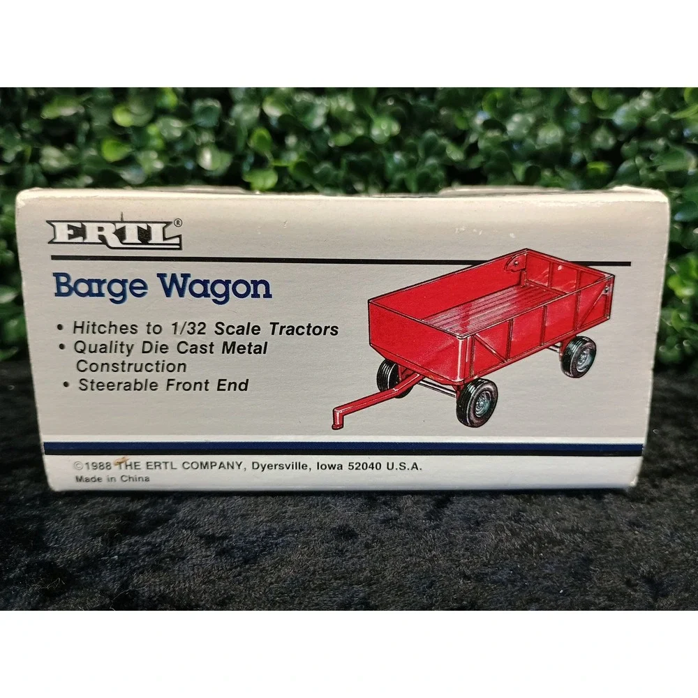 ERTL Barge Wagon 1/32 Scale Die Cast Metal Farm Toy 1639 Vintage 1988 Red Boxed